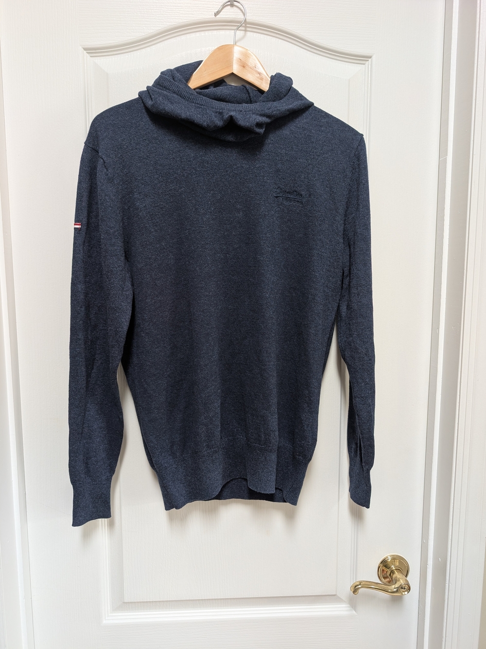 Superdry Premium Knitwear Cowl Neck Sweater Men's Medium Navy NWT